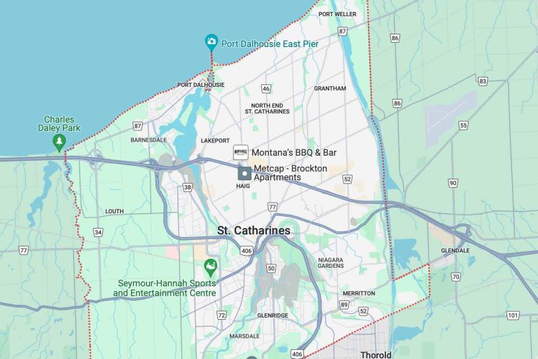 Map of St Catharines Ontario. Stack Electric