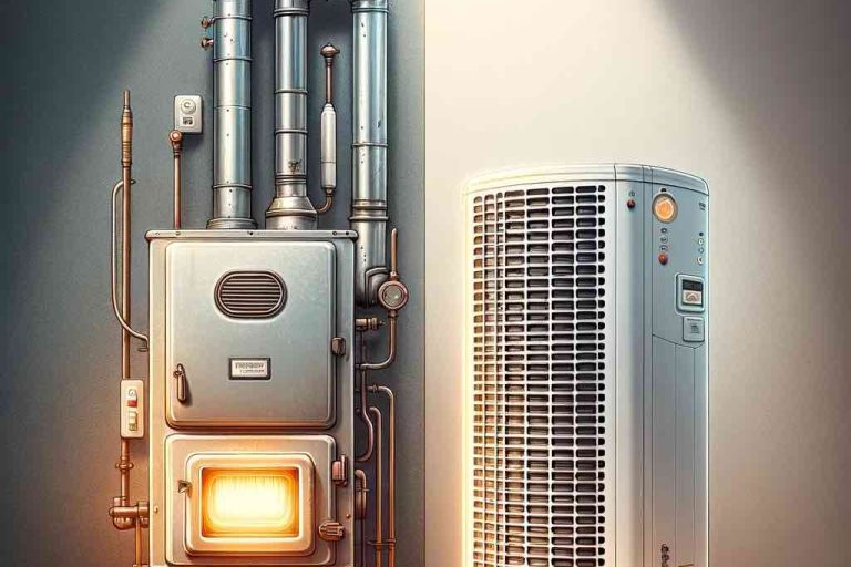 Image of a Regular furnace and a heat pump.