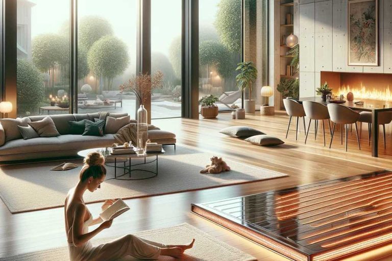 image of a home owner enjoying her new heated floors