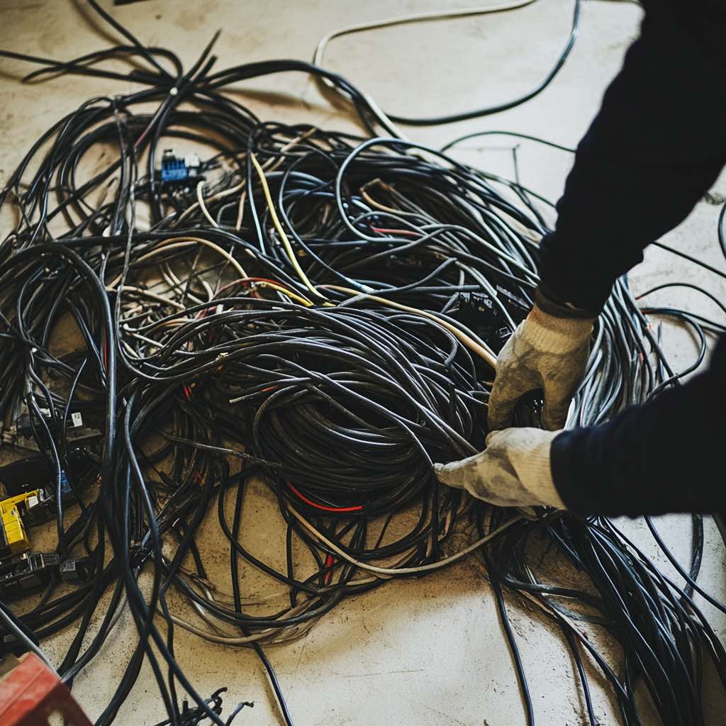 Old wiring Image of a pile of old wiring.