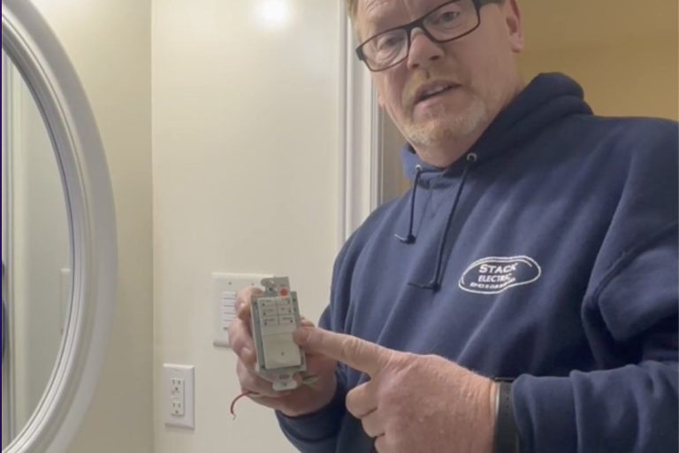 Bathroom exhaust fan installation with timer.