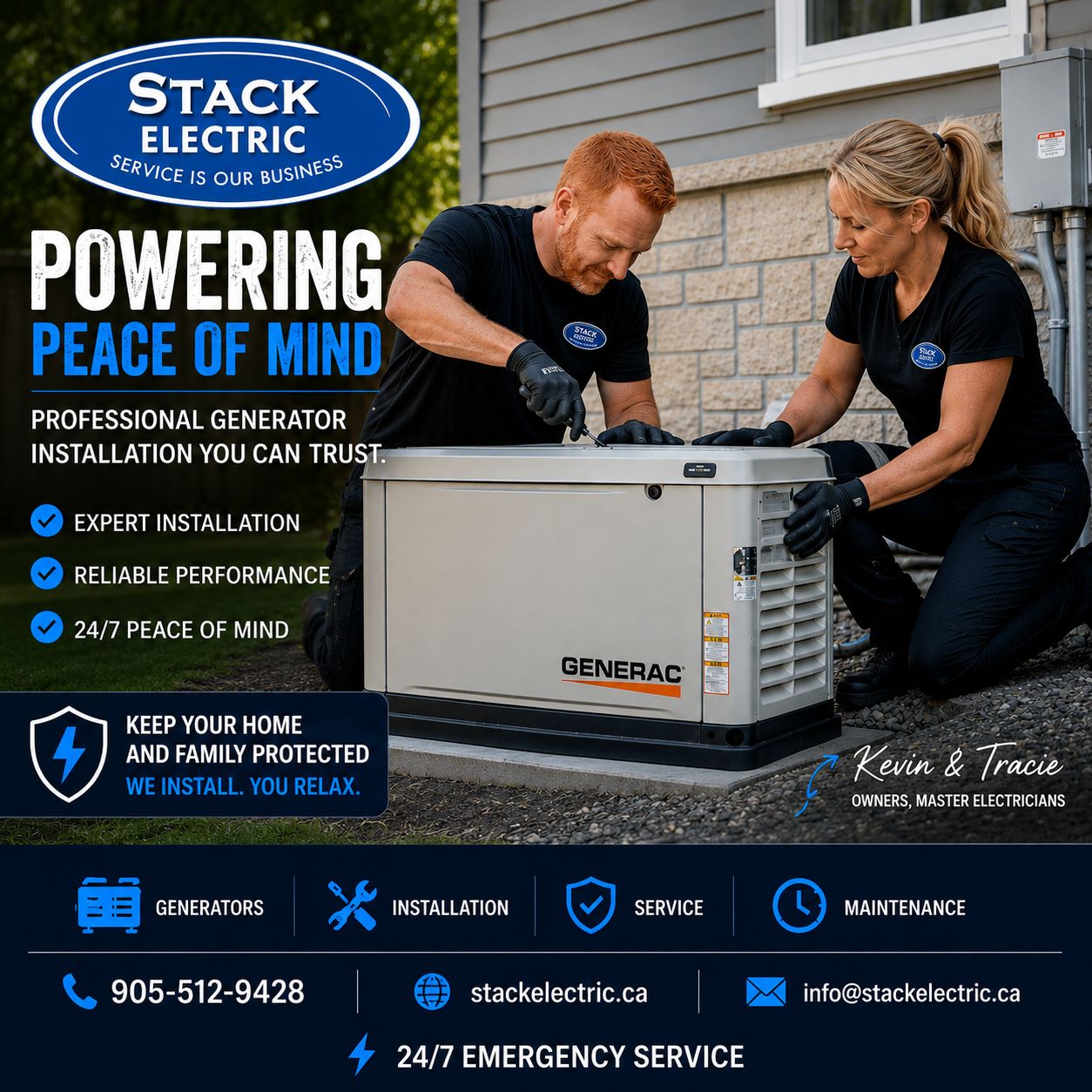Residential generator sales and installation by Stack Electric